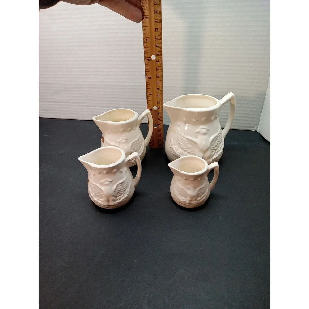 Americana Bald Eagle Ceramic White Measuring Cup Set 1cup, 1/2 ,1/3 &1/4 Cup